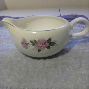 Vintage Taylor Smith Summer Rose gold trim gravy bowl boat